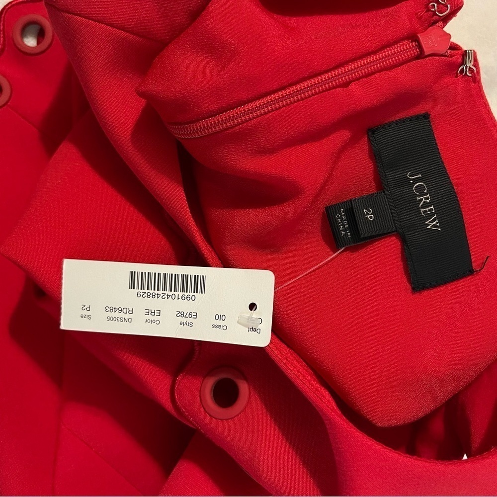 J. Crew Electric Red Scalloped Dress with Grommets NWT - Picture 8 of 10